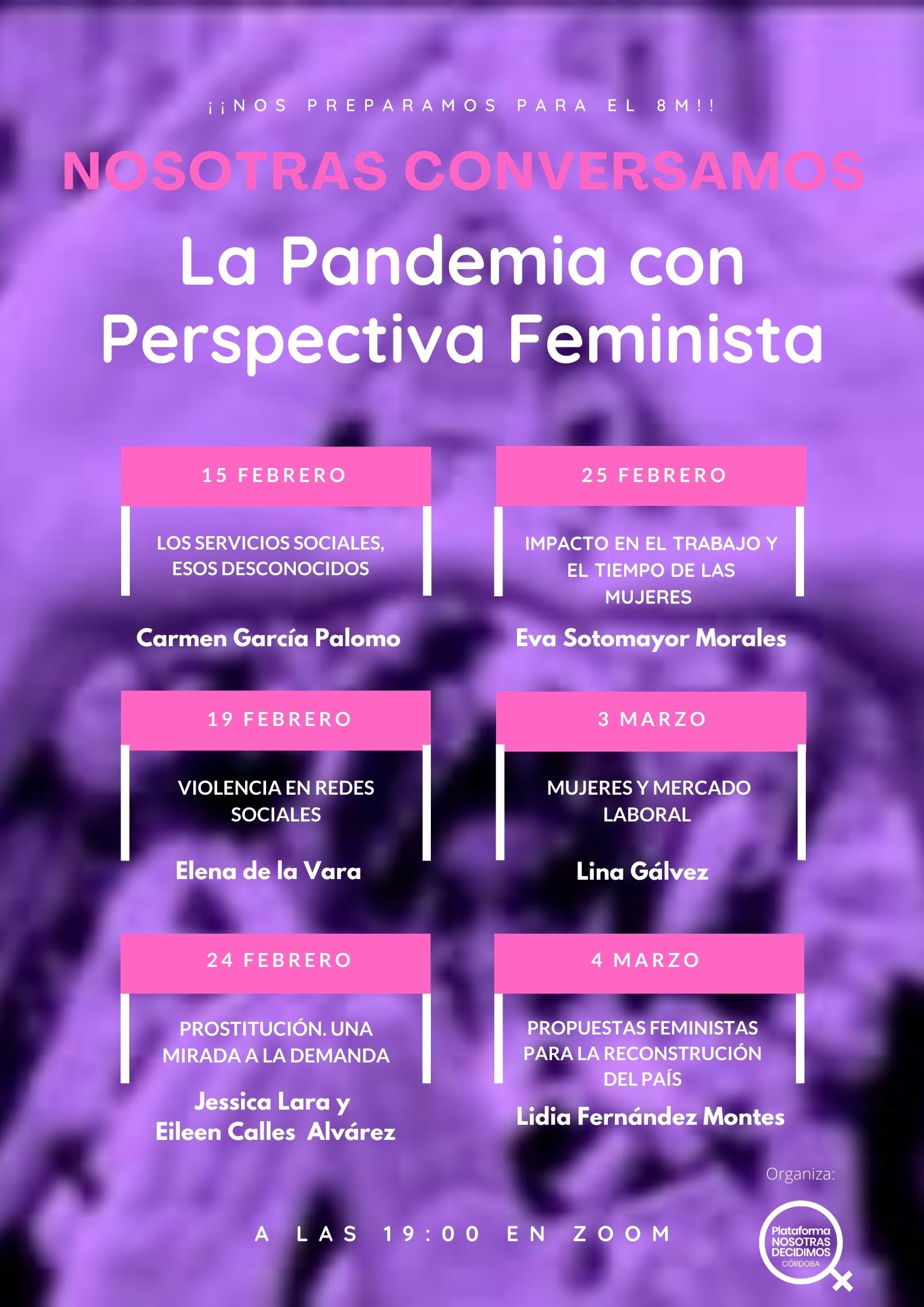 Programación de las "Jornadas La Pandemia con perspectiva Feminista"