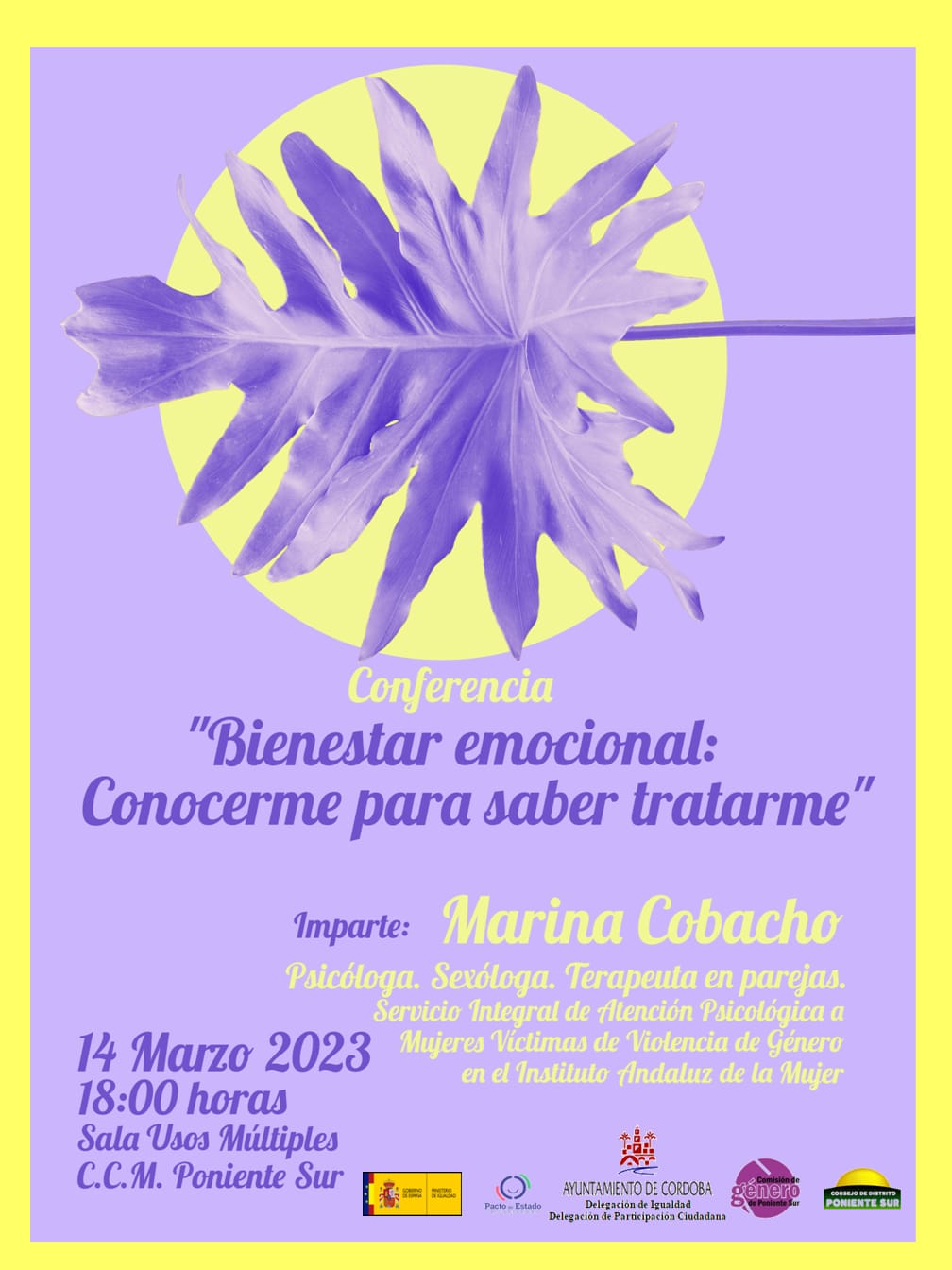 8 marzo cartel conferencia Marina Poniente Sur